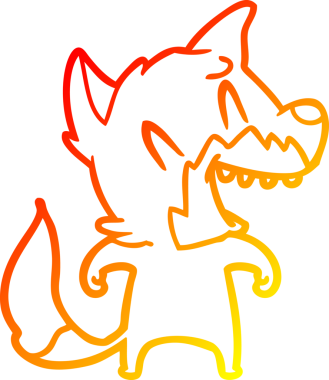 Bir insan tarafından çizilmiş gülen tilki çizgi filmi.