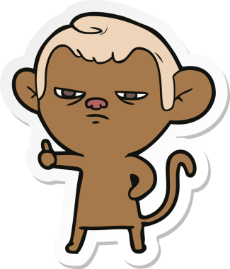 Bir insan tarafından çizilmiş sinir bozucu bir maymunun çıkartması.