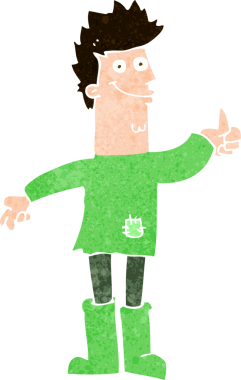 Bir insan tarafından çizilmiş paçavralar içinde pozitif düşünen bir adam.