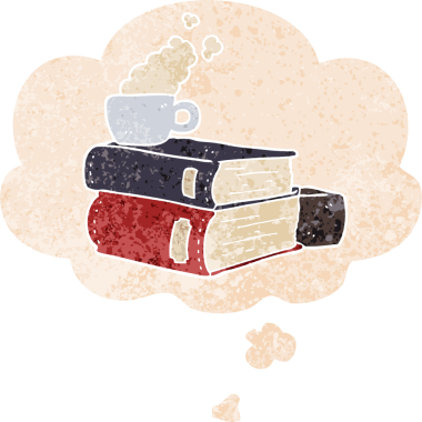 çizgi romanlar ve kahve fincanı. Düşünce baloncuğu ve grunge dertli retro tarzı bir insan tarafından çizilmiş.