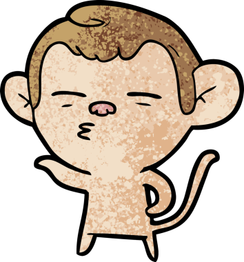 bir insan tarafından çizilmiş şüpheli maymun çizgi filmi