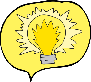 Bir insan tarafından çizilmiş serbest konuşma balonu çizgi film ampulü