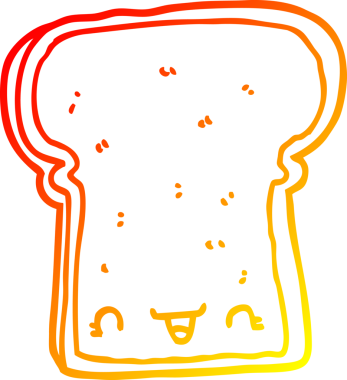 Bir insan tarafından çizilmiş tatlı bir ekmek diliminin sıcak gradyan çizimi