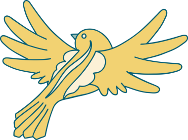 Bir insan tarafından çizilmiş uçan bir kuşun ikonik dövme şekli