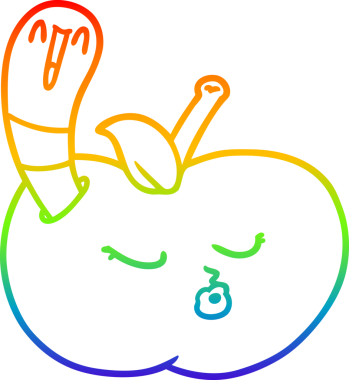 gökkuşağı gradyan çizgi çizimi bir insan tarafından çizilmiş elmalı bir solucan