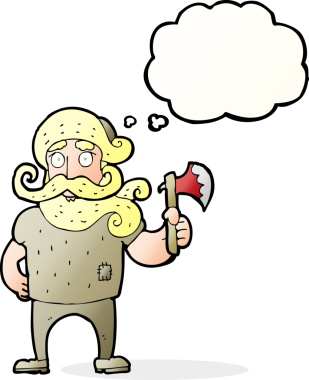 Bir insan tarafından çizilmiş baltalı bir oduncu.