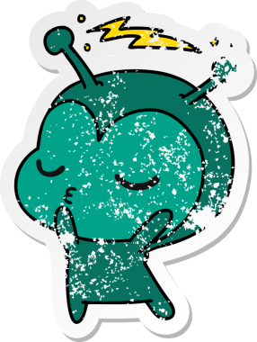 Bir insan tarafından çizilmiş sevimli bir kawaii uzaylının serbest sticker 'ı.