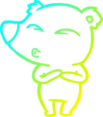 Bir insan tarafından çizilmiş ıslık çalan bir ayının soğuk çizgi çizimi.