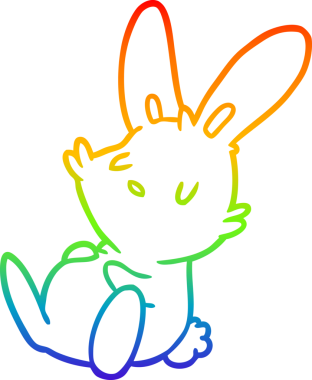 Gökkuşağı gradyan çizgisi bir insan tarafından çizilen şirin bir tavşan çizimi