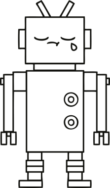 Bir insan tarafından çizilmiş ağlayan bir robot çizimi