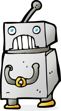 Bir insan tarafından çizilmiş çizgi film robotu