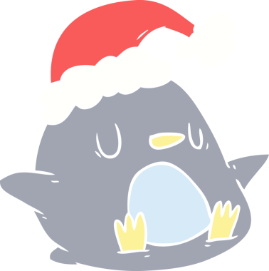 Bir insan tarafından çizilmiş şirin düz renkli penguen.