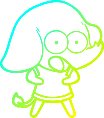 Bir insan tarafından çizilmiş şirin bir filin soğuk gradyan çizgisi