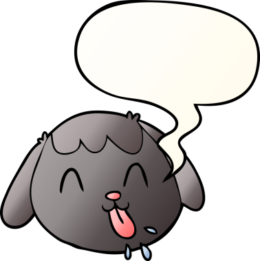 bir insan tarafından çizilmiş yumuşak eğimli konuşma baloncuğu ile çizgi köpek yüzü