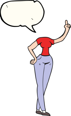 Bir insan tarafından çizilmiş serbest konuşma balonu karikatürü kadın vücudu.