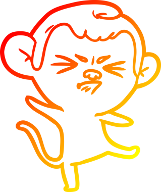 Bir insan tarafından çizilmiş kızgın bir maymunun sıcak çizgi çizimi