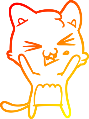 Bir insan tarafından çizilmiş çizgi film kedisinin sıcak çizgi çizimi