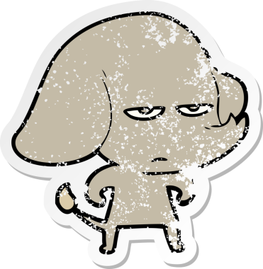 Bir insan tarafından çizilmiş kızgın bir fil çıkartması.