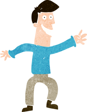 çizgi film mutlu adam dans bir insan tarafından çizilmiş