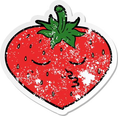 Bir insan tarafından çizilmiş karikatür çileğinin sıkıntılı çıkartması.