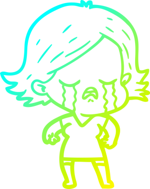 Bir insan tarafından çizilmiş ağlayan bir çizgi film kızı çizimi.