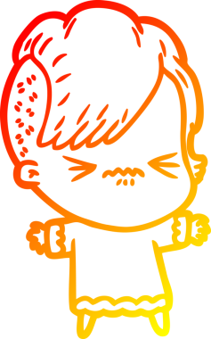 Bir insan tarafından çizilmiş, kızgın bir hipster kızın çizgi çizimi.