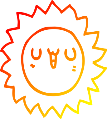 Bir insan tarafından çizilen çizgi film güneşinin sıcak çizgi çizimi