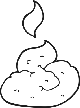 Bir insan tarafından çizilmiş siyah beyaz bir çizgi film iğrenç kakası.