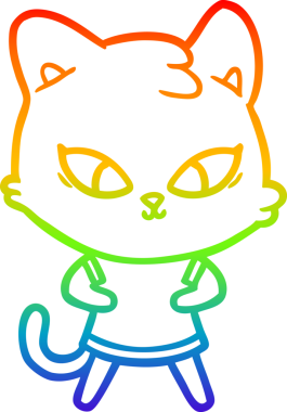 Gökkuşağı gradyan çizgisi bir insan tarafından çizilmiş şirin bir çizgi kedi çizimi