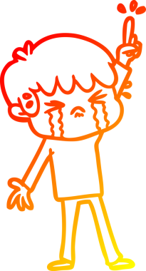 Bir insan tarafından çizilmiş, ağlayan bir çizgi film çocuğu çizimi.