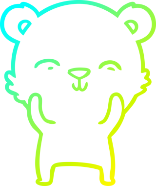 Bir insan tarafından çizilen mutlu çizgi film ayısının soğuk gradyan çizgisi.