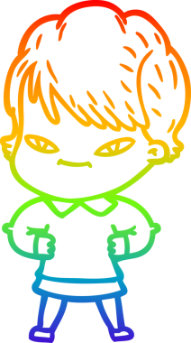 gökkuşağı gradyan çizimi bir insan tarafından çizilmiş mutlu bir kadın çizgi