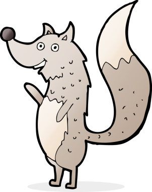 Bir insan tarafından çizilmiş, el sallayan bir kurt.