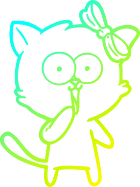 Bir insan tarafından çizilen çizgi film kedisinin soğuk gradyan çizgisi.