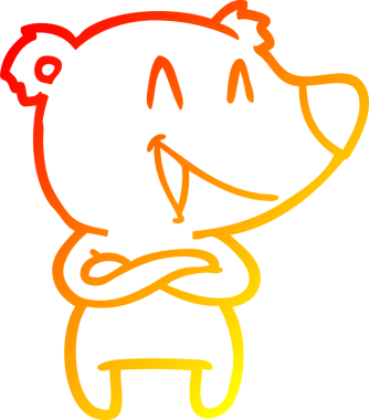 Bir insan tarafından çizilmiş gülen ayı karikatürü.