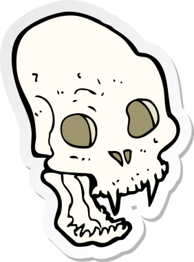 Bir insan tarafından çizilmiş ürkütücü vampir kafatası karikatürü.