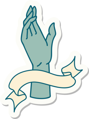 Bir insan tarafından çizilmiş el pankartıyla dövme stili çıkartması