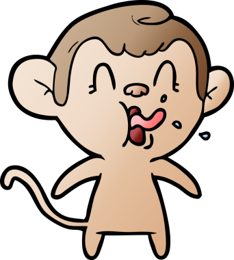 Bir insan tarafından çizilmiş çılgın çizgi film maymunu