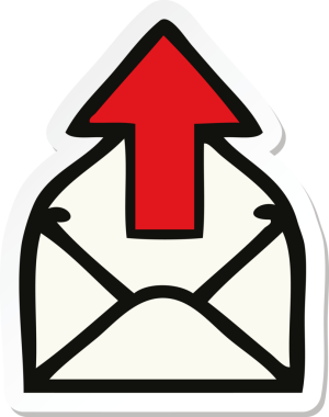 Bir insan tarafından çizilmiş şirin bir e-posta etiketi.