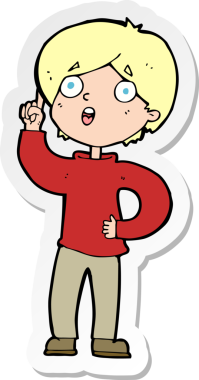 Bir insan tarafından çizilmiş bir fikri olan çizgi film çocuğunun çıkartması.