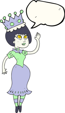 Bir insan tarafından çizilen serbest konuşma balonu vampir kraliçesi çizimi.