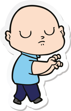 Bir insan tarafından çizilmiş kel bir adamın çıkartması.