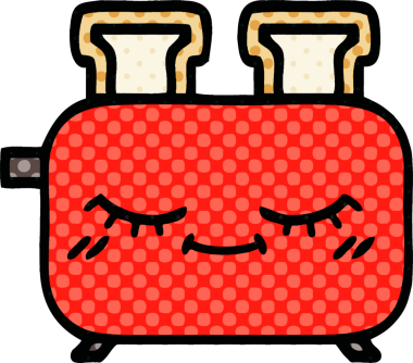 Bir insan tarafından çizilmiş bir ekmek kızartma makinesinin çizgi filmi.