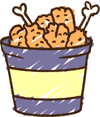 Bir insan tarafından çizilmiş kızarmış tavuk tebeşiri.