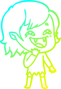 Bir insan tarafından çizilmiş gülen vampir kız çizgi filmi.