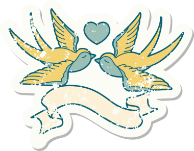 Kırlangıç sancağıyla eski bir etiket ve bir insan tarafından çizilmiş bir kalp.