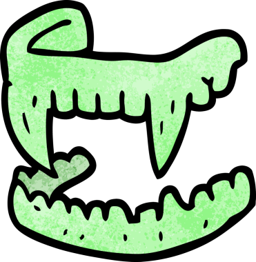 Bir insan tarafından çizilmiş vampir dişleri.