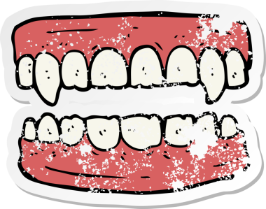 Bir insan tarafından çizilmiş vampir dişinin sıkıntılı çıkartması.