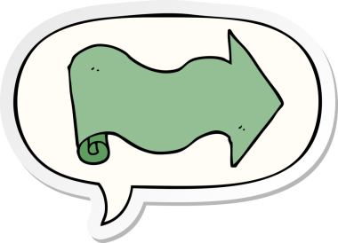 bir insan tarafından çizilmiş konuşma kabarcığı etiketli çizgi film oku