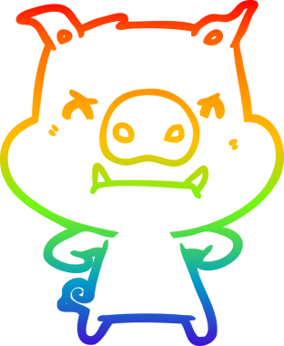 Bir insan tarafından çizilmiş kızgın çizgi film domuzu çizimi.